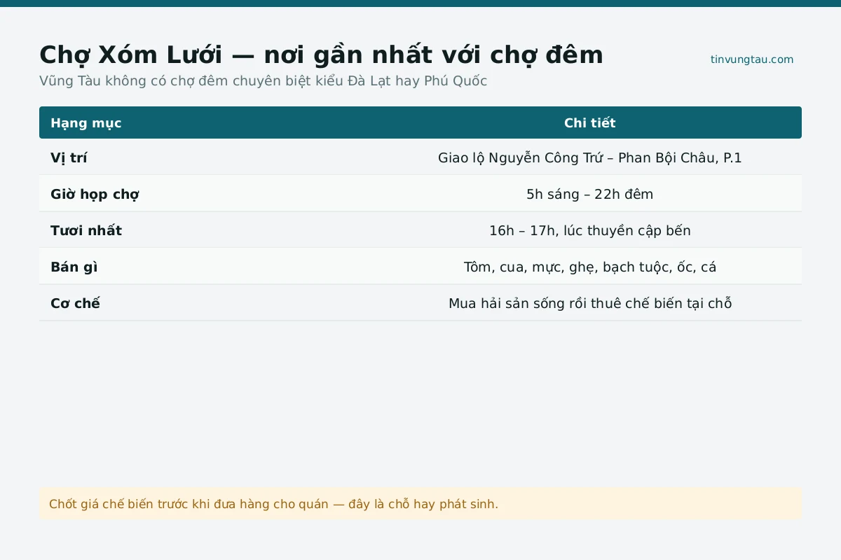 Bảng thông tin chợ đêm Vũng Tàu cập nhật 2026